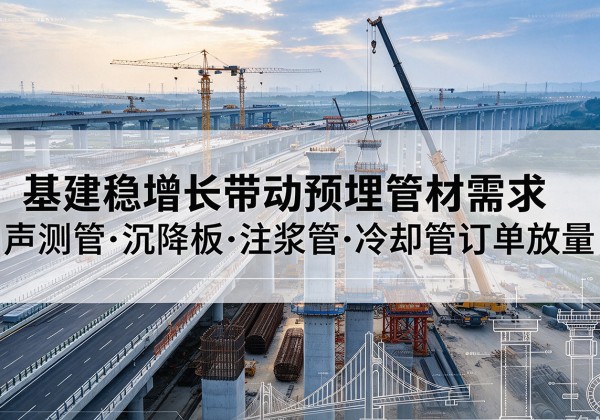 白山基建稳增长带动预埋监测管材需求，声测管、沉降板、注浆管订单持续放量
